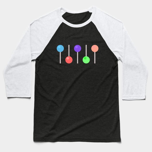 row of lolly candy lollipops in bright colours Baseball T-Shirt by ownedandloved